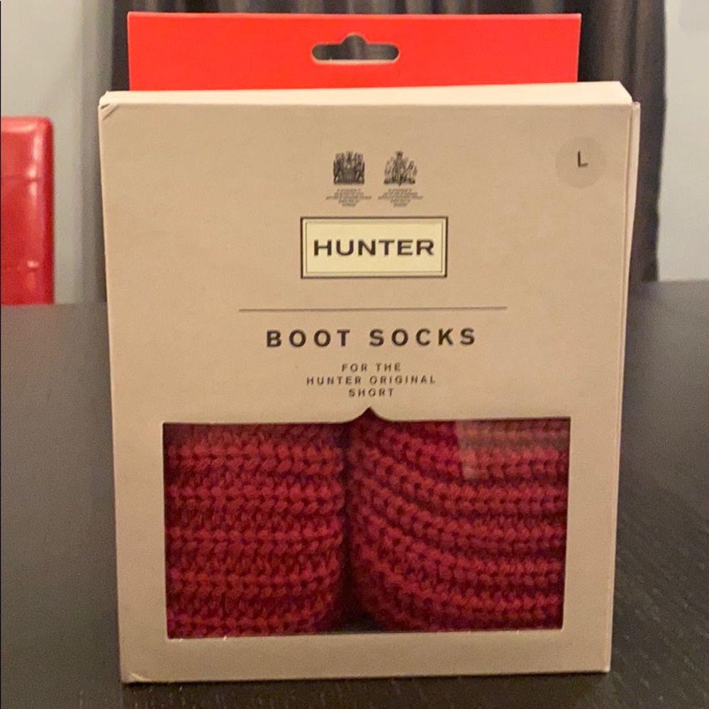 NIB Hunter Boot socks dark ion pink large
